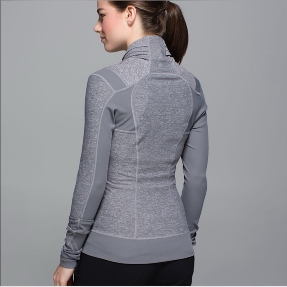 LULULEMON Gray Heathered Bhakti Yoga Flattering Jacket Double Zipper Thumb Hole - Picture 2 of 16